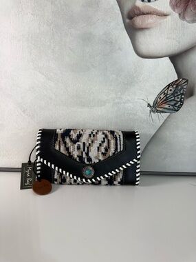 Myra Black and Cream Woven Wallet